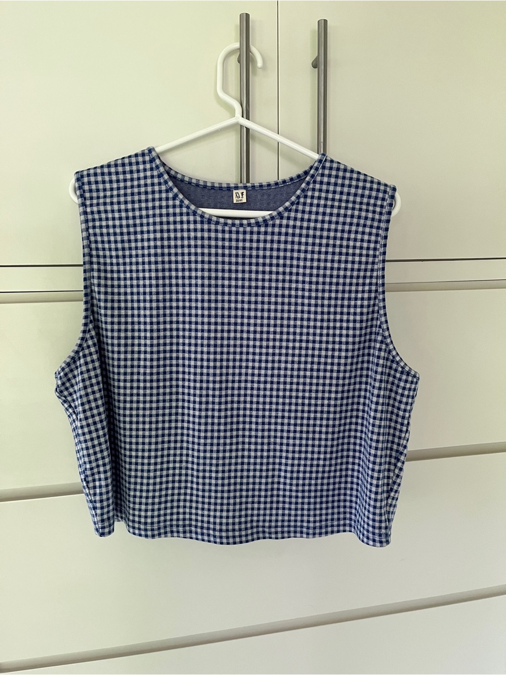 Blue Gingham Sleeveless Crop Top - Fashion Brand Company Penelope Gazin 3X/4X